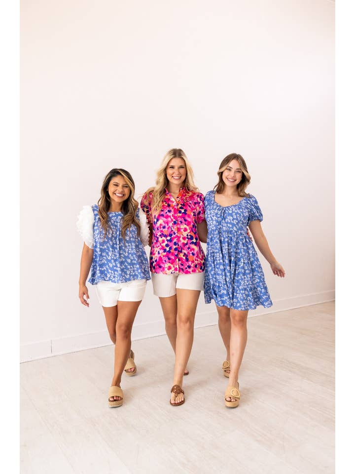 Pink & Purple Leopard Button-Up Blouse for wholesale on Faire6