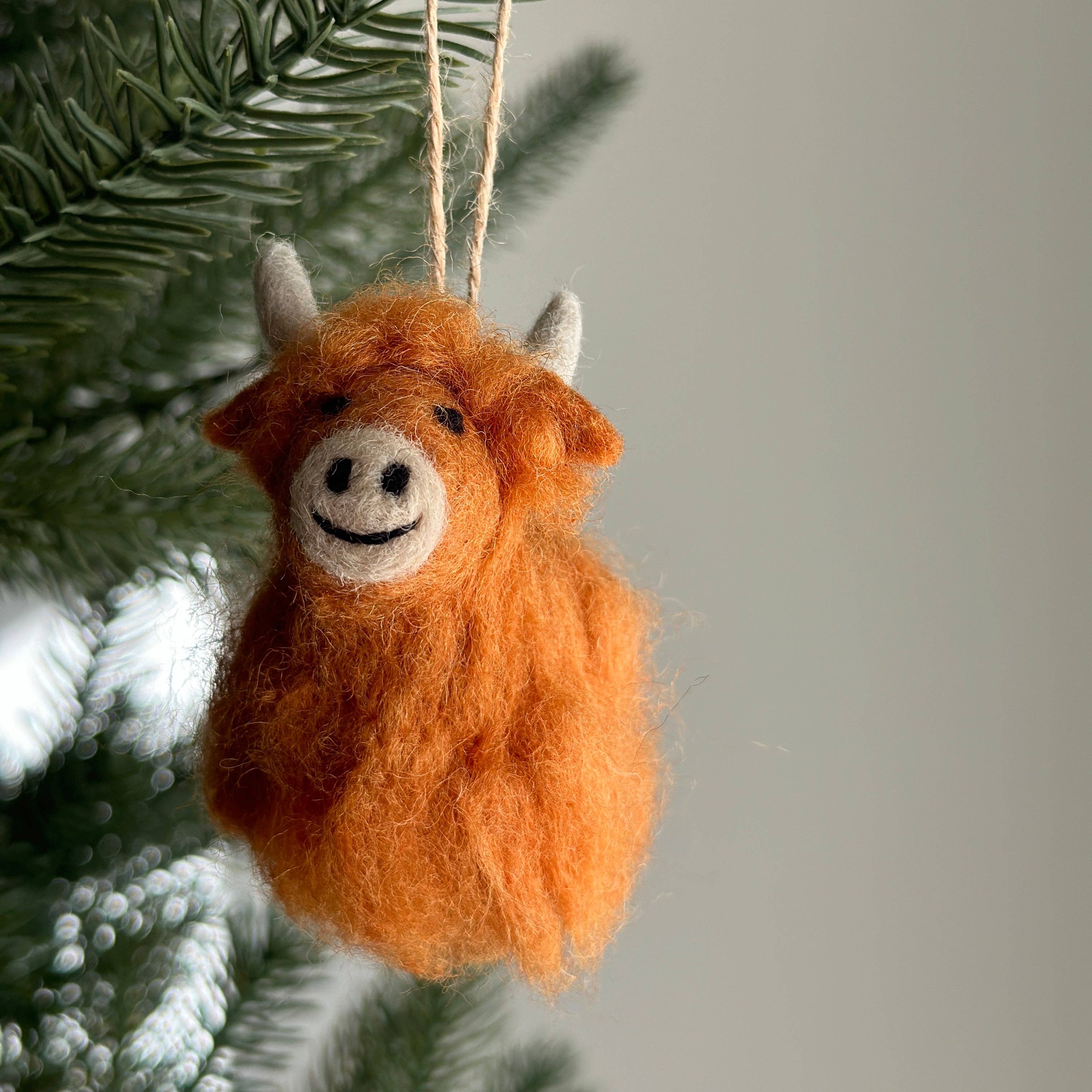 Ganapati - Wholesale Ornament - Felt Highland Cow Ornament2