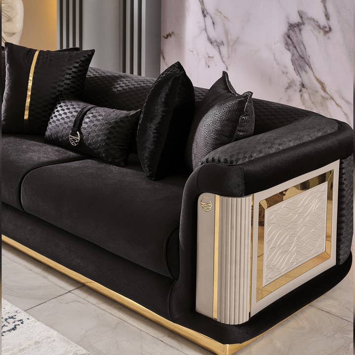 Elegance Stationary Sofa Black for wholesale on Faire1