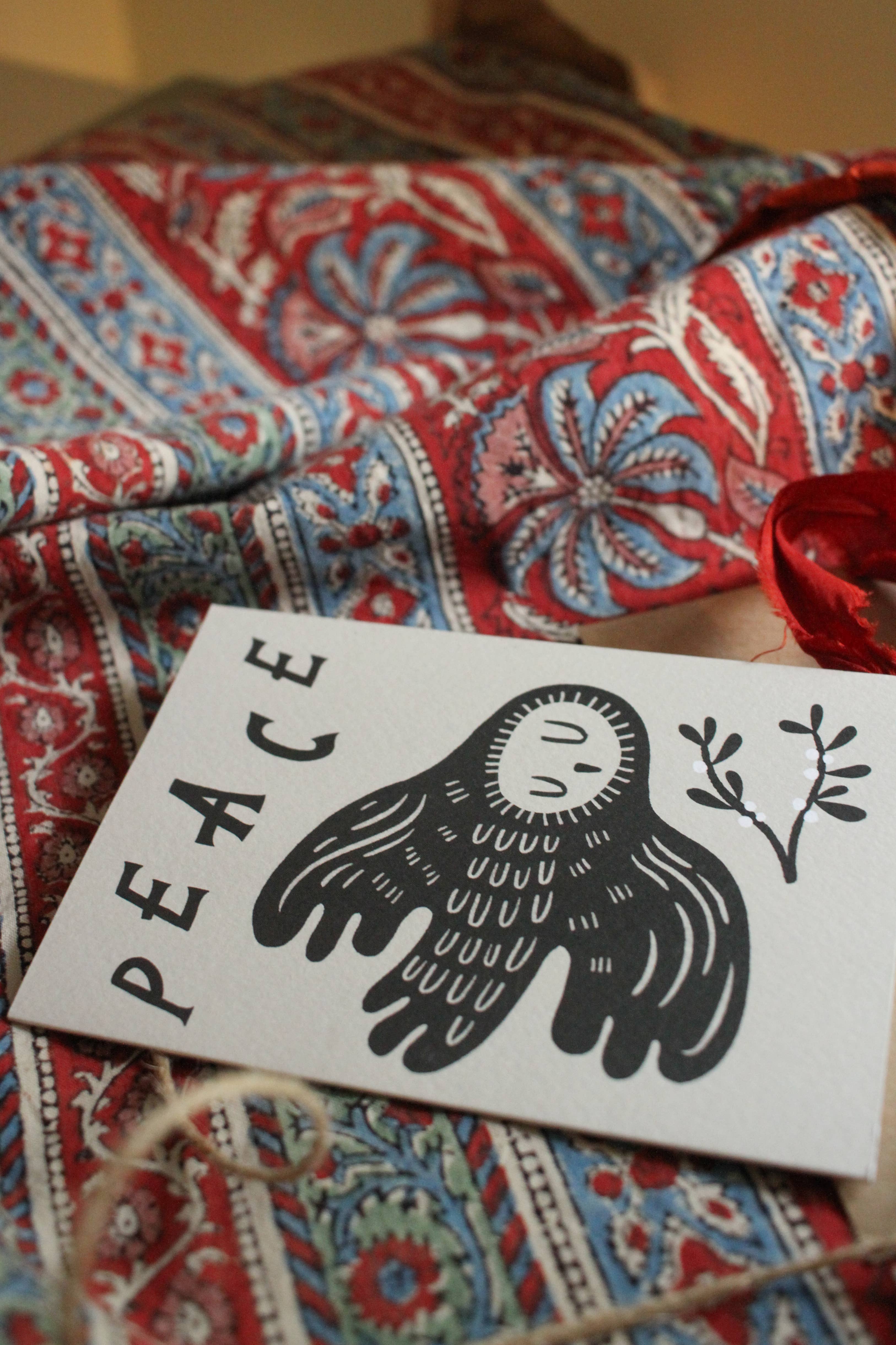 Lauren Marina – wholesale Christmas card – 'Peace' Sleepy Owl Christmas Card2