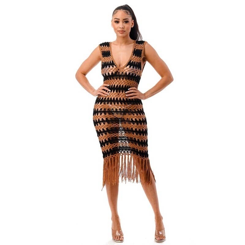 DORCAS - Vente Robe – femme - Robe midi en crochet0
