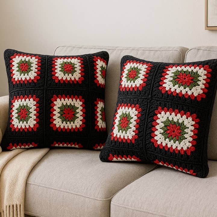 Atlas Rose Crochet Cushion Cover – Handcrafted Wool for wholesale by ZESS HOME