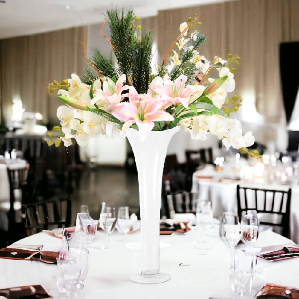 Vasesource - Vente Vases - Vase trompette en verre transparent (TRW2610)1