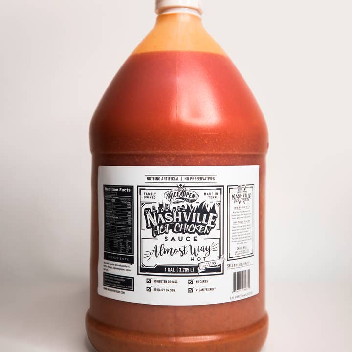 Wide Open Foods - Vendita all'ingrosso Salse piccanti - 4/1 Gal Case Nashville Hot Pollo Salsa - Quasi Way Hot