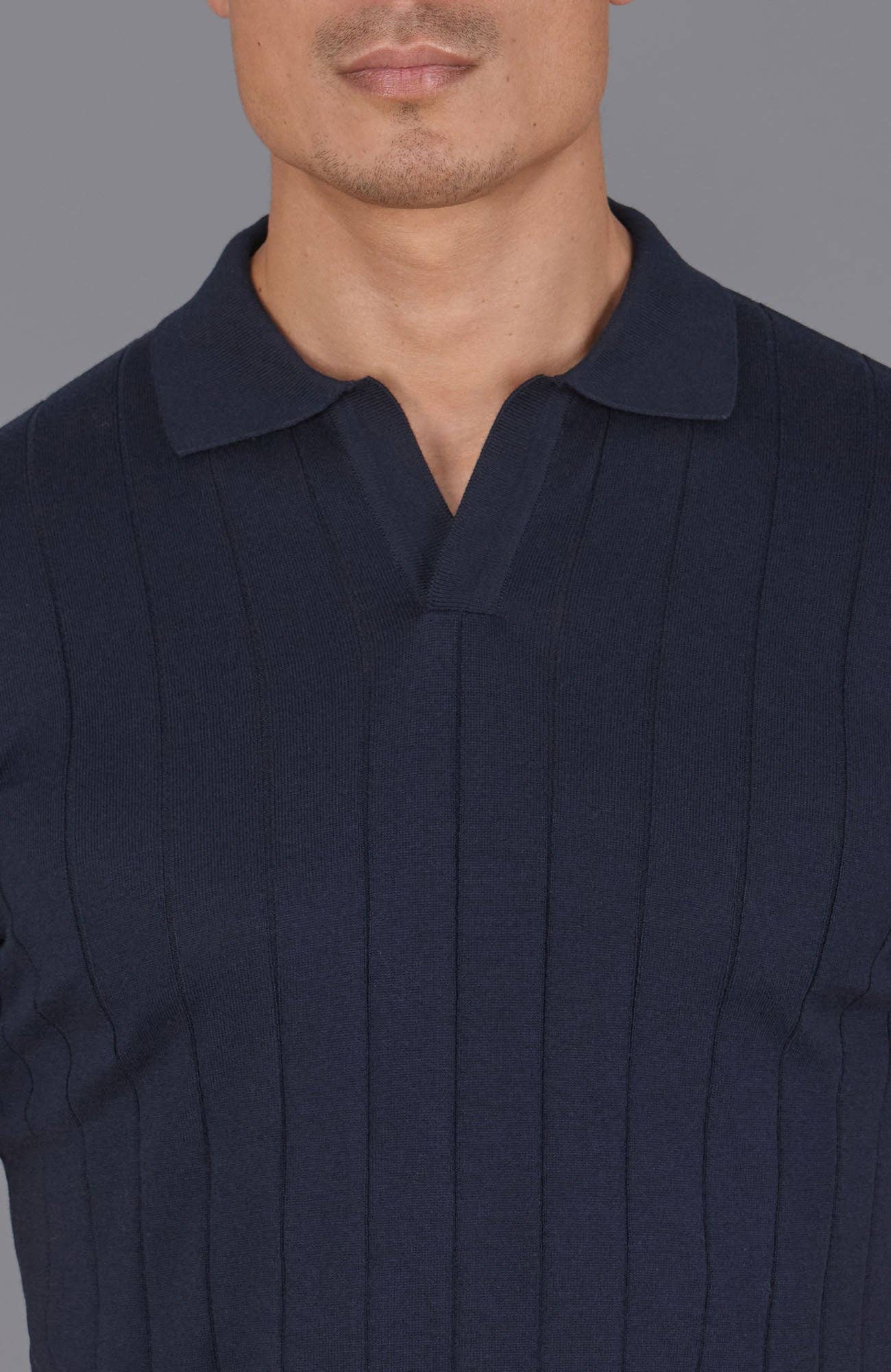 Paul James Knitwear - Wholesale Polo - Men's - Mens Ultra Fine Cotton Selection Knit Buttonless Polo Shirt2