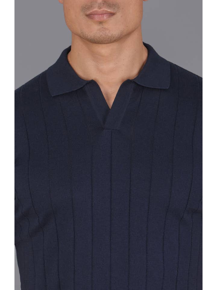 Paul James Knitwear - Wholesale Polo - Men's - Mens Ultra Fine Cotton Selection Knit Buttonless Polo Shirt2