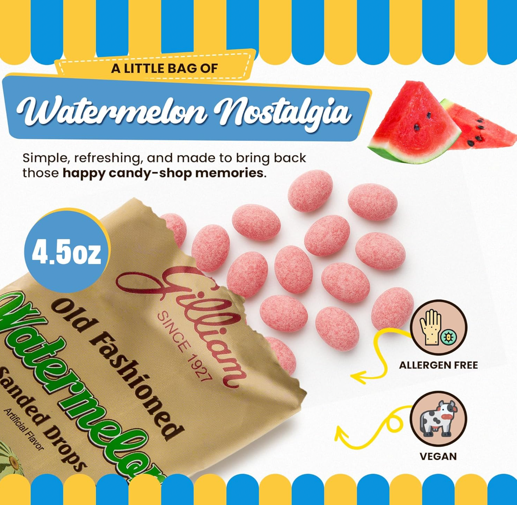 Quality Candy Company - Wholesale Zuigsnoepjes - Gilliam Watermelon Drops 12st x 4,5oz2