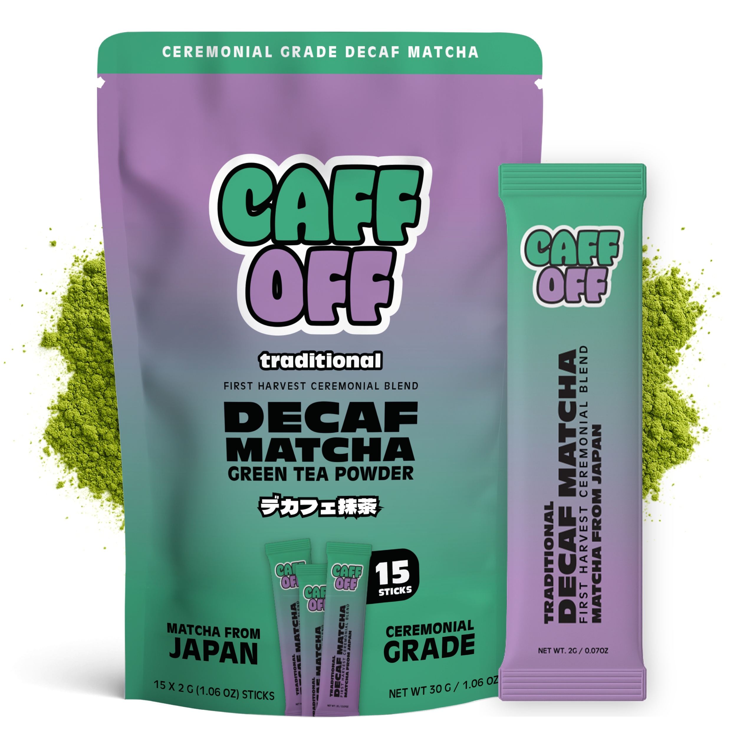 Caff Off - Wholesale Health/Detox Tea - Traditional Decaf Matcha Sticks0