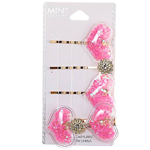 Glitter Heart Hair Clip Set for wholesale by Atlas Fashion