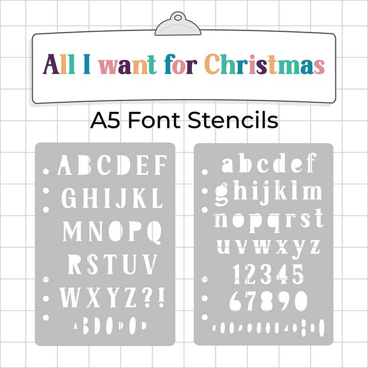 Alles wat ik wil voor Kerstmis - A5 Lettertype Sjabloon - Hoofd- of Kleine Letters Alfabet voor wholesale door Oops a Daisy UK Ltd