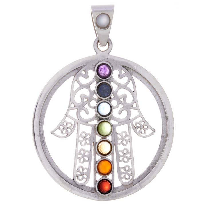 Fatima Hand Chakra vedhæng m/halvædelsten for engroshandel hos Kheops BLJ Jewelry