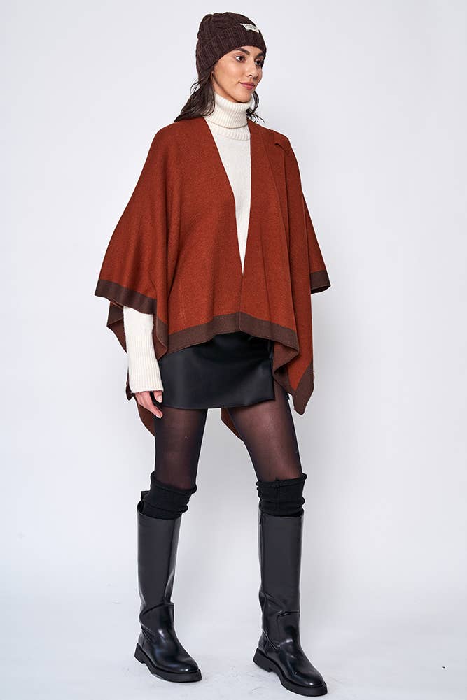 Hana - Venta al por mayor Poncho - Mujer - Ruana ribeteada con correa para el hombro12