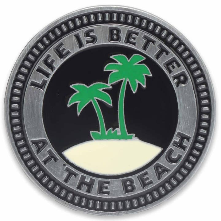 Life Is Better at the Beach Adhesive Metal Car Emblem for wholesale by Open Road Brands, LLC