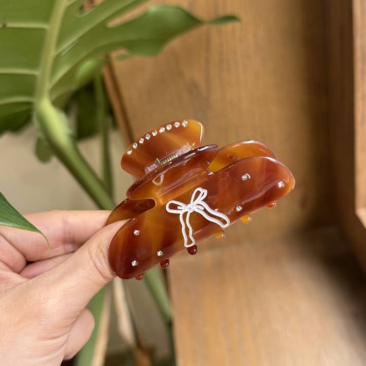 NINEXIS - Wholesale Hair Clip - Women's - CWAHA4517_SEAMLESS DIAMOND DROP OIL BOW HAIR CLIP2