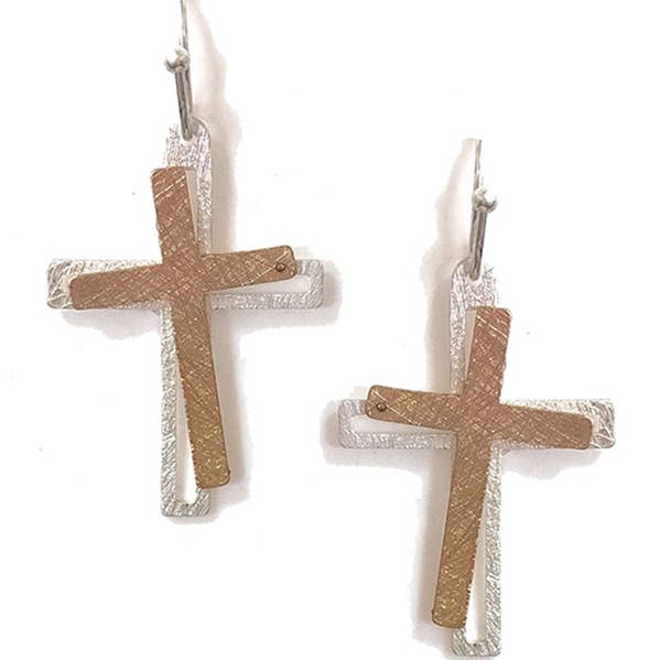 Jewelry Max - Wholesale Dangle Earrings - ( L318 ) SCRATCH DOUBLE CROSS EARRING0