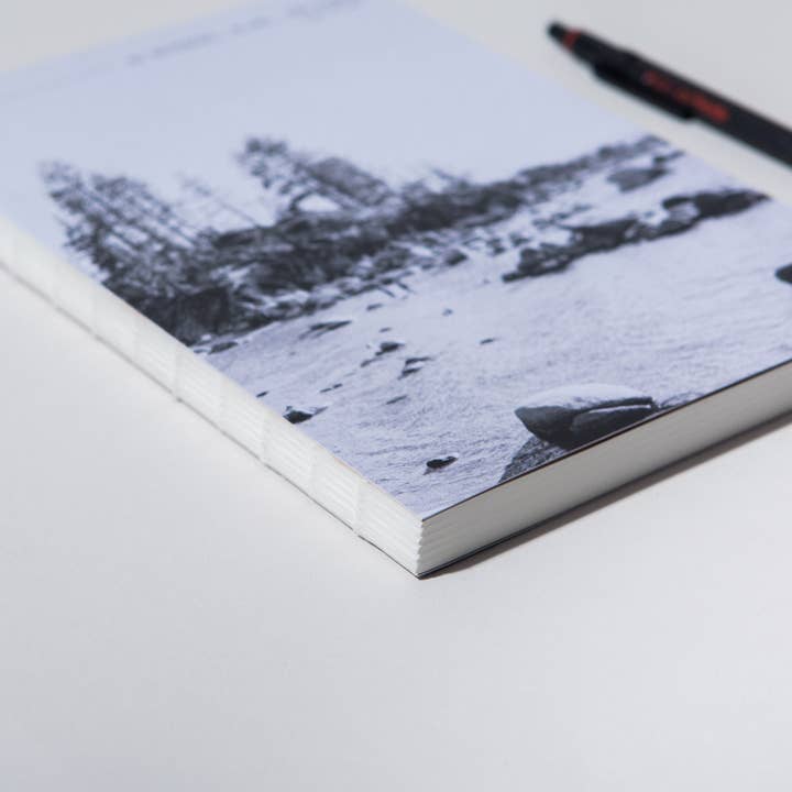 Case Study - Wholesale Notebook - Minimal Layflat Notebook – A5 Blank Journal with Exposed Binding & Photo Cover of an Alpine Lake6