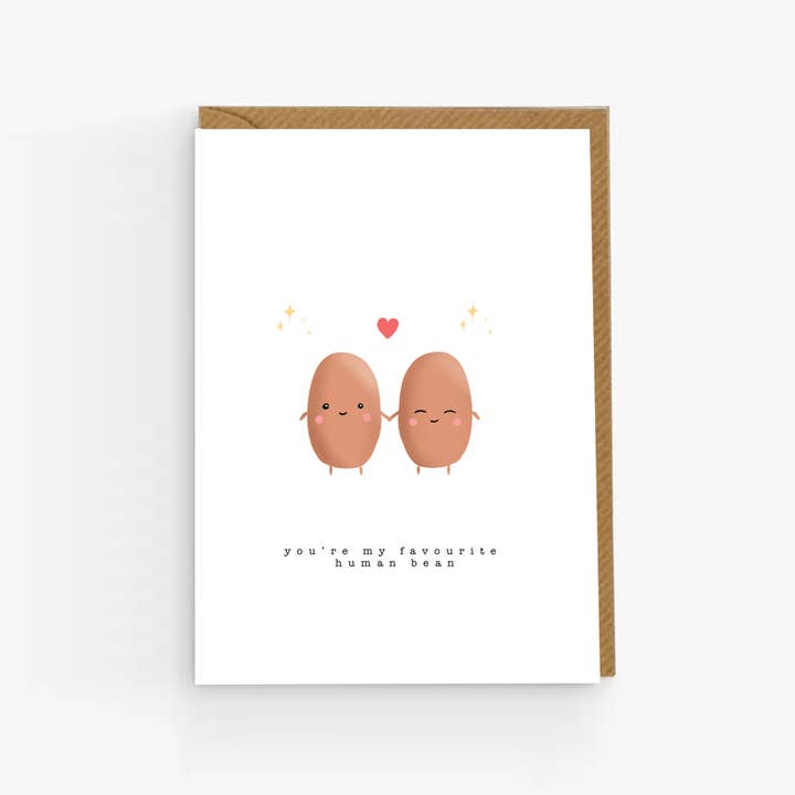 Cute You're My Favourite Human Bean Card for wholesale by Moonbean Designs