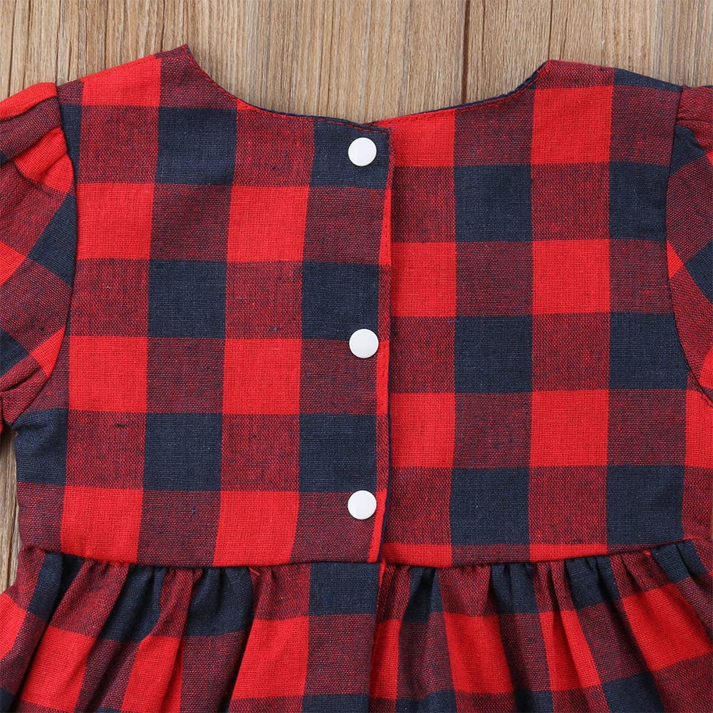 Fennco Styles - Wholesale Dress - Kids - Red-Navy Buffalo Plaid Girl Dress3