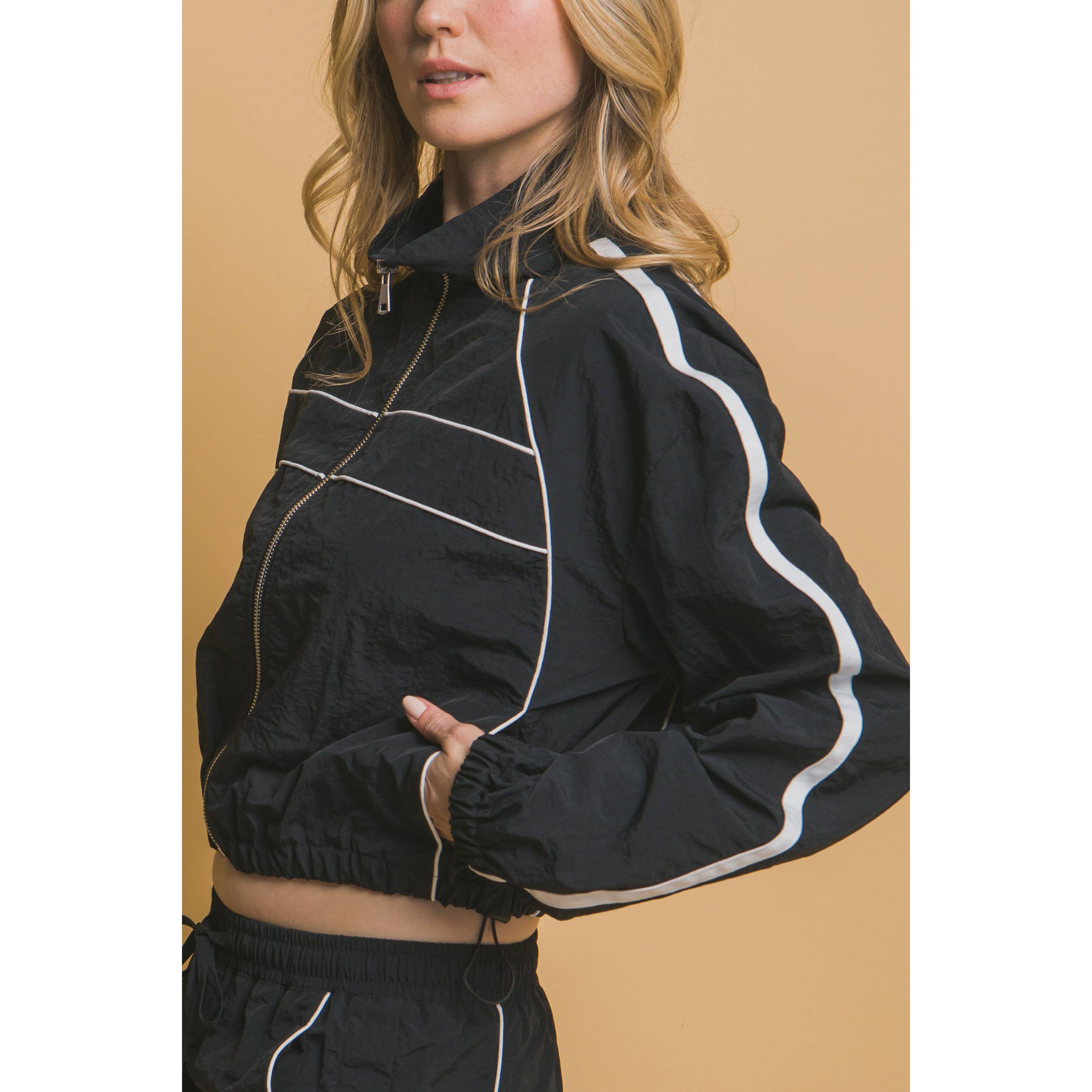 Paperdoll - Wholesale Jacket - Women's - Side Striped Windbreaker Jacket2