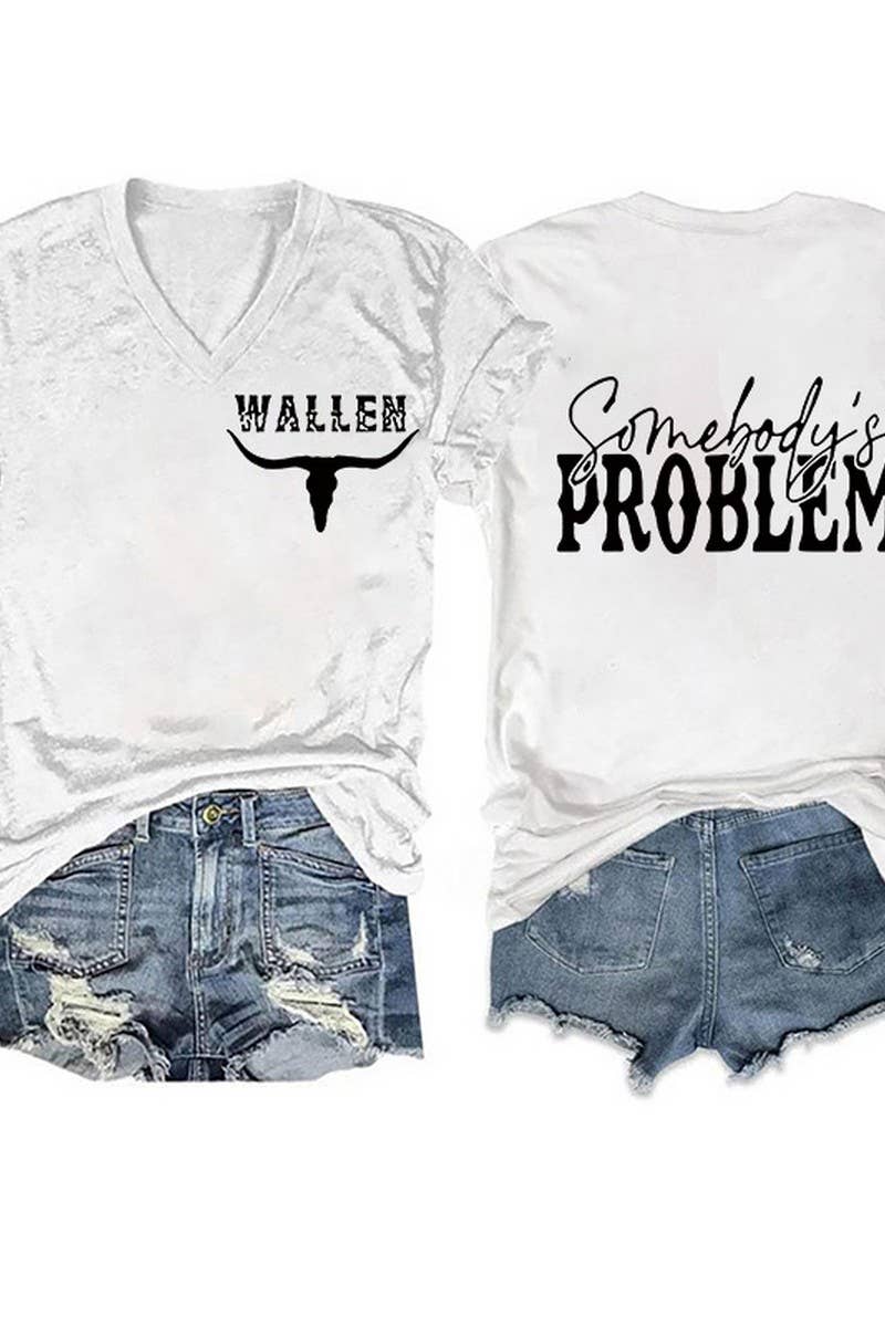 NINEXIS - Vente T-shirt sérigraphié – femme - CWTTS1055_T-SHIRT À MANCHES COURTES À COL EN V IMPRIMÉ RECTO-VERSO8