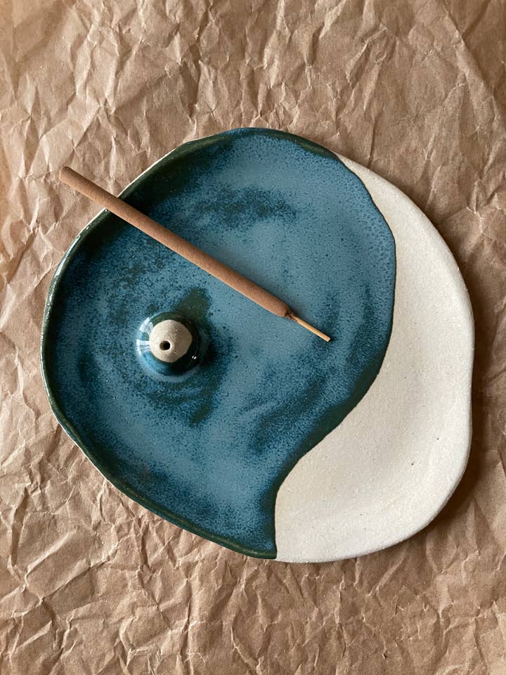 Handmade Ceramic Incense Dish – Lagoon for wholesale by Spring + Vine