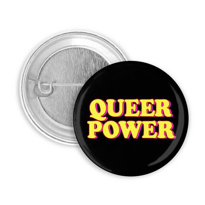 Bottone/distintivo Queer Power Pinback per la vendita all'ingrosso da parte di Prickly Cactus Collage