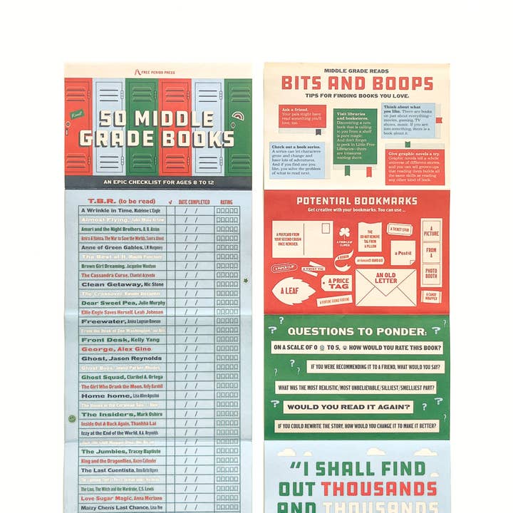 Free Period Press - Wholesale Bookmark - 50 Middle Grade Books: An Epic Checklist for Ages 8 to 12
