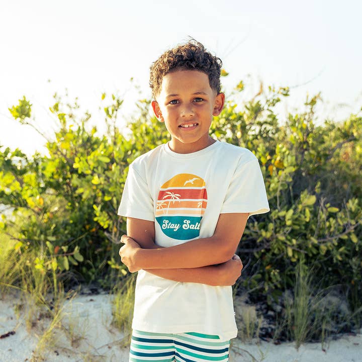Emerson and Friends - Wholesale Screen Printed T-Shirt - Kids - Stay Salty Summer Kids Clothing Cotton Tee Shirt