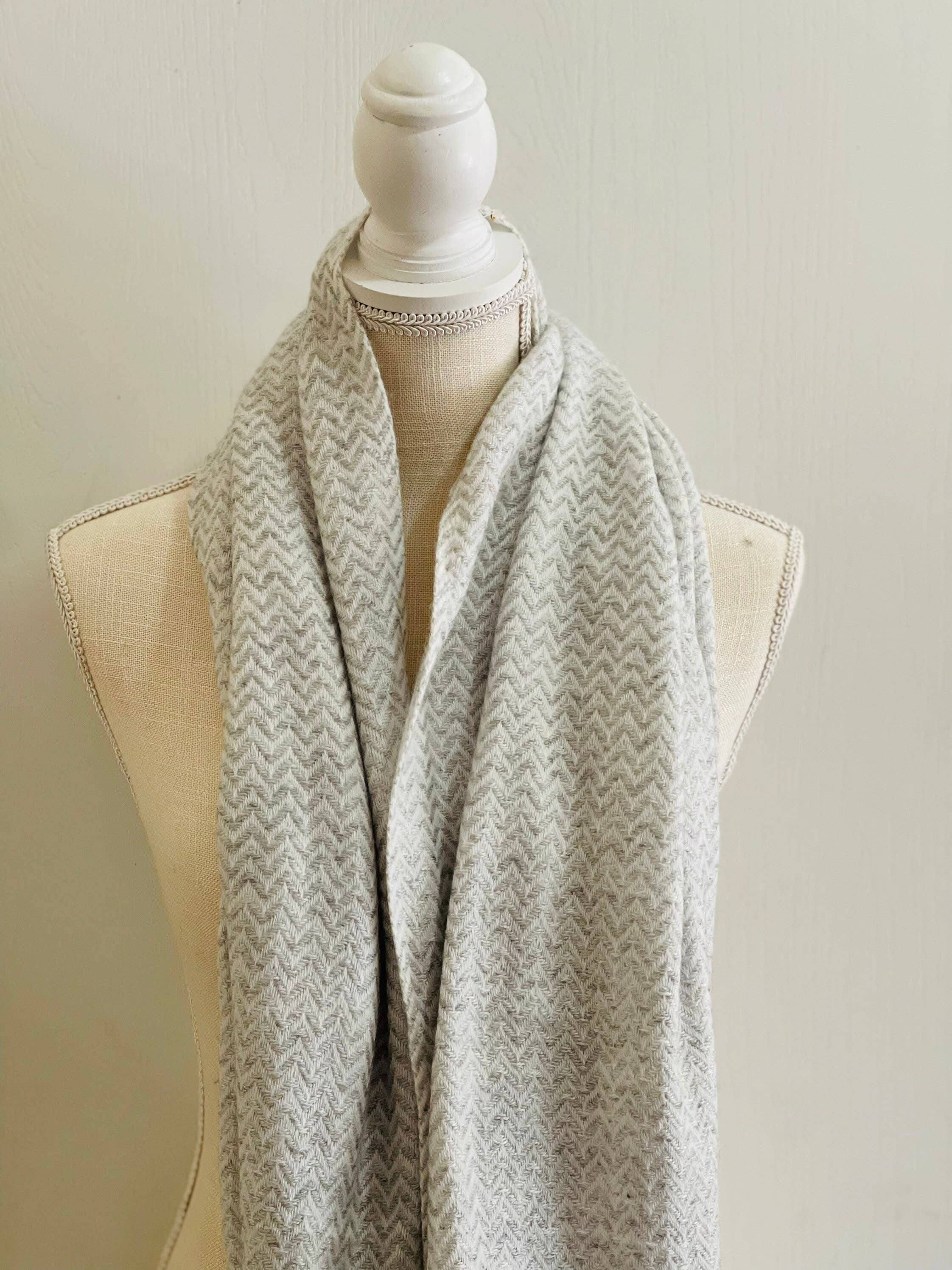 White x Gray Beautiful Handmade Pure Cashmere Scarf, Cashmere Wrap, Thick for wholesale on Faire3