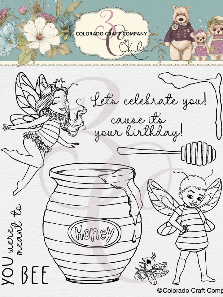 KL666-Kris Lauren~Honey Crock 6 x 6 Clear Stamps for wholesale by Colorado Craft Company
