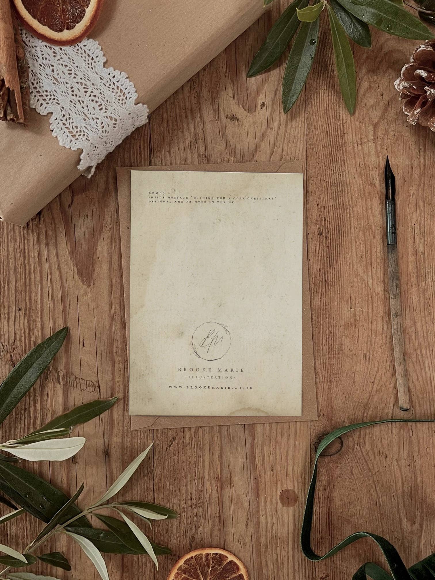 Brooke Marie – wholesale Christmas card – Let's Decorate The Tree Mice - Vintage Finish Christmas Card1