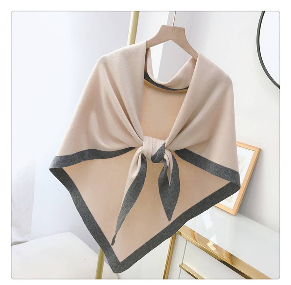 Fennco Styles - Wholesale Omslagdoek - Dames - Driehoekige omslagdoek van kasjmiermix met contrasterende randen2