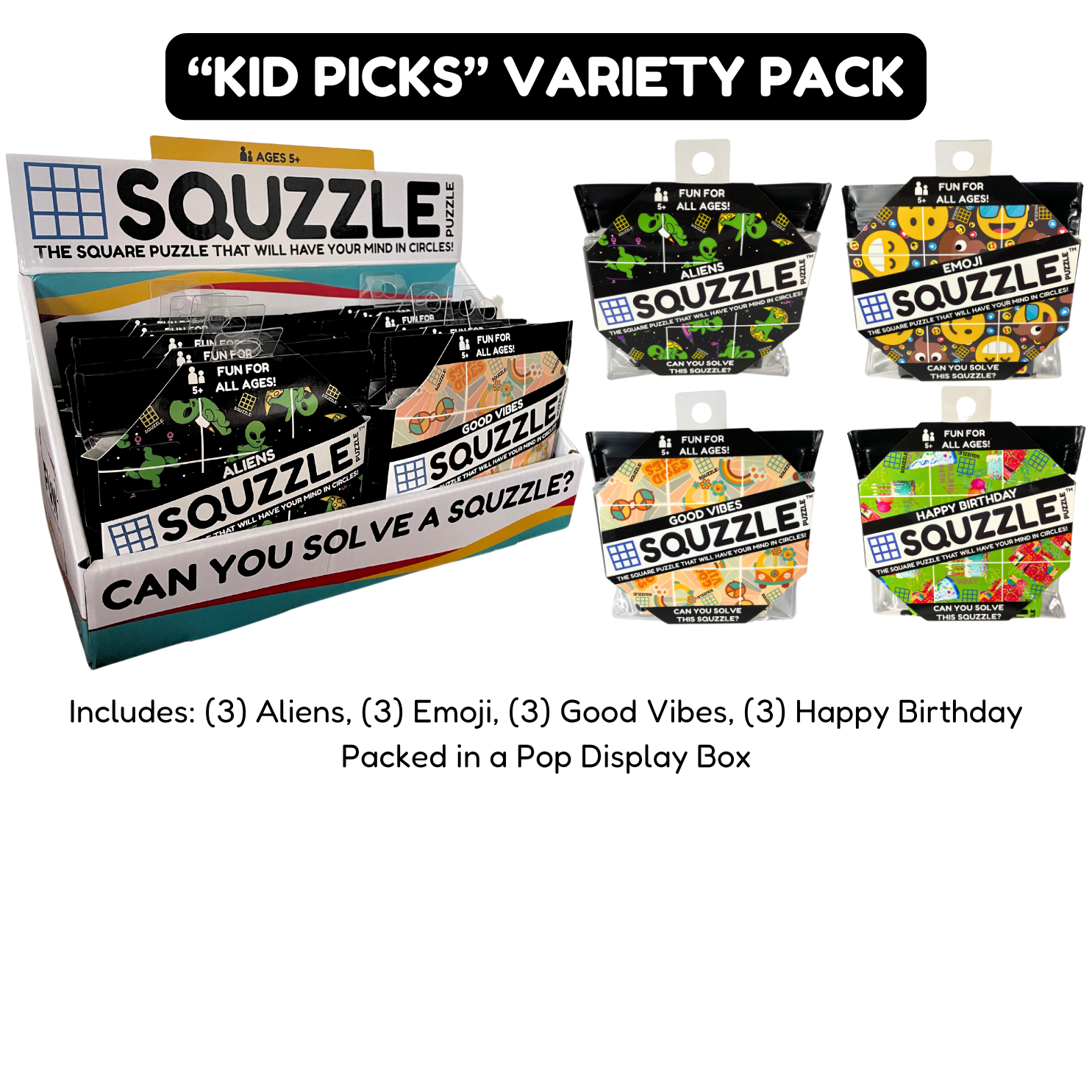 Fun Squared Games - Wholesale Puzzle - Kids - "Kid Picks" Squzzle Variety Pack (12 units)1