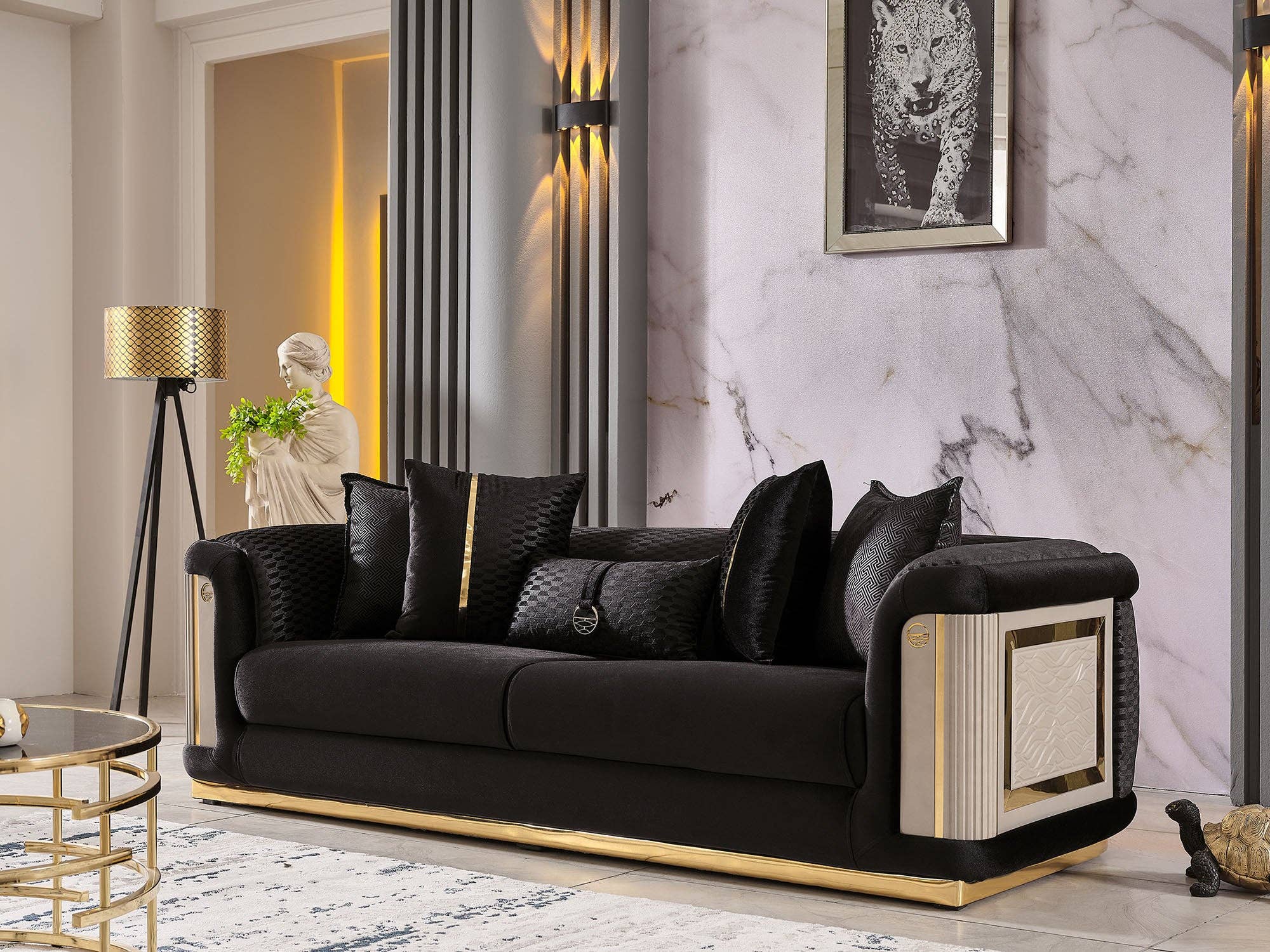 Elegance Stationary Sofa Black for wholesale on Faire4