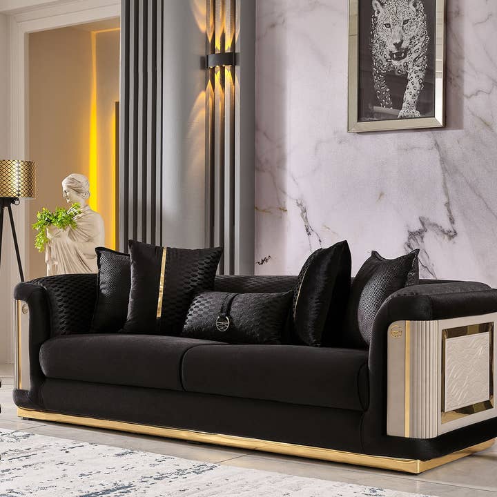 Elegance Stationary Sofa Black for wholesale on Faire4