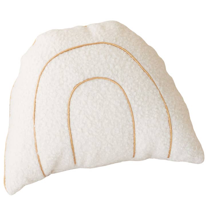 MINICAMP Ecru Boucle Rainbow Pillow with Gold Trim for wholesale by MINICAMP