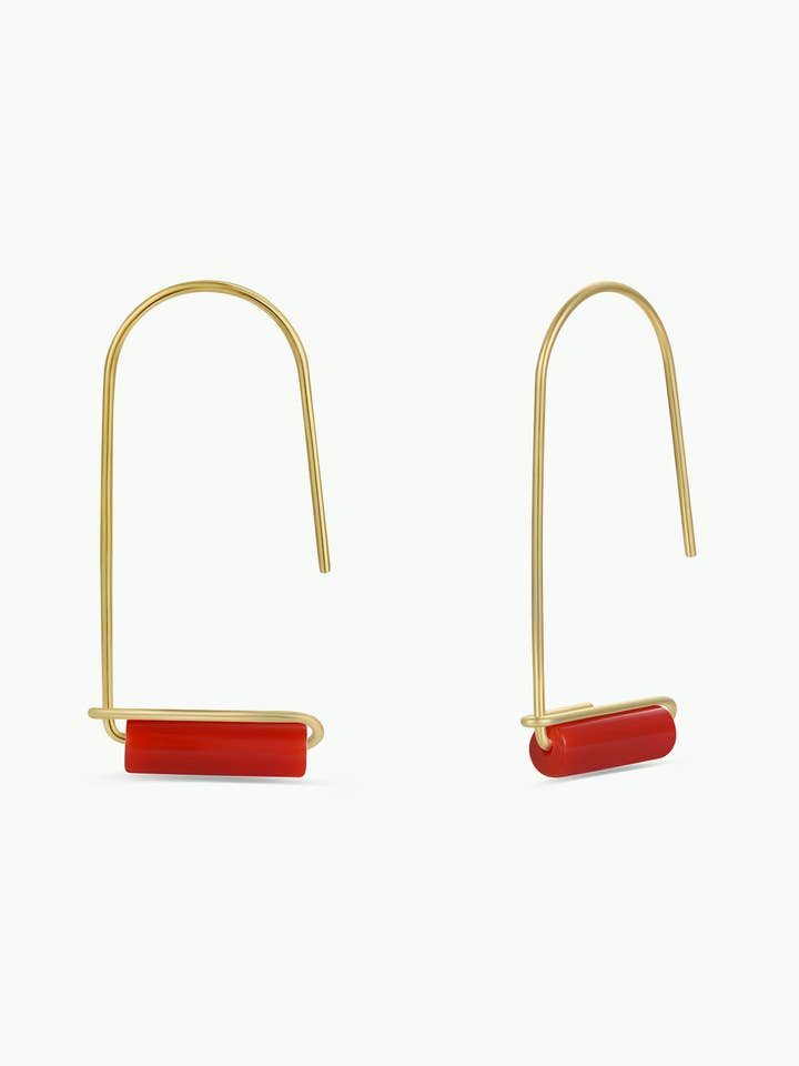 Drop - Carnelian Agate - Gold Earrings for wholesale by JaxKelly