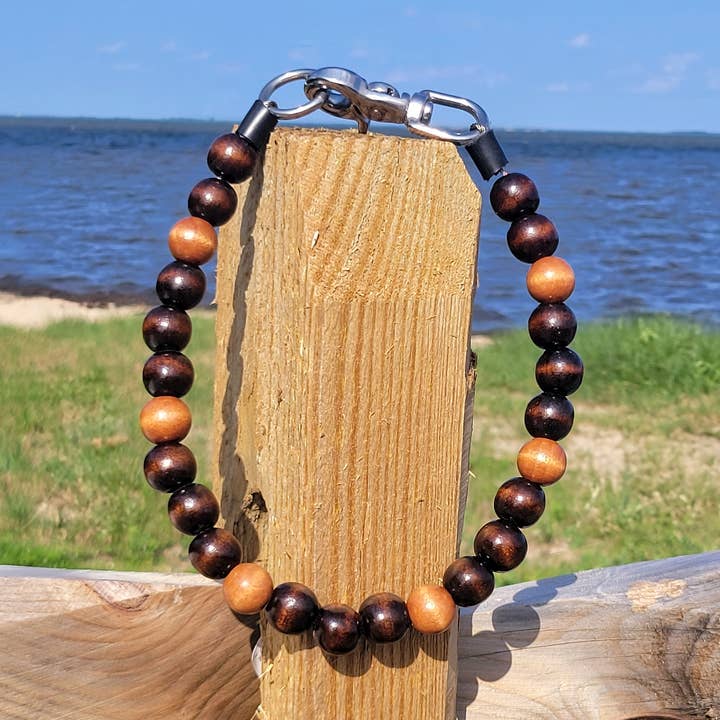 Wood Beaded Dog Collar for wholesale by Scuttlebutt's Boutique