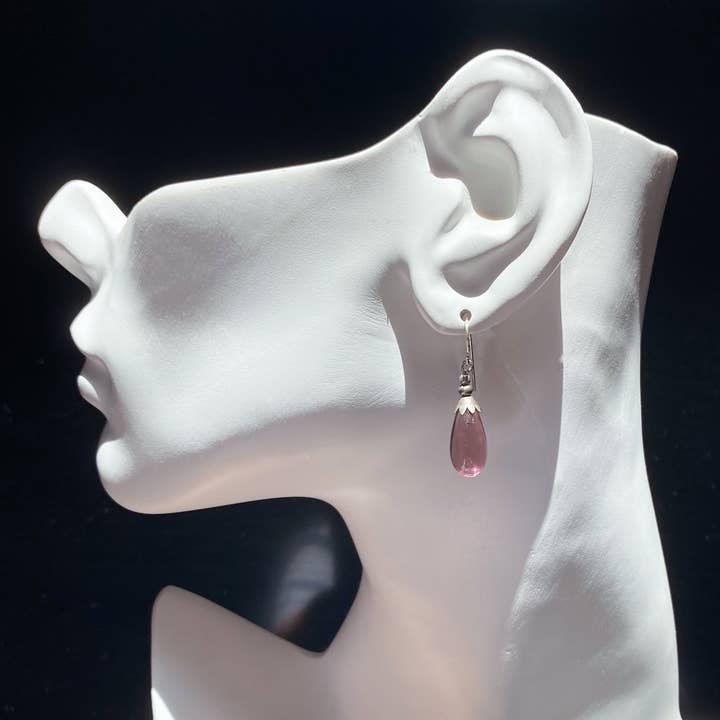 Owen Glass Collection - Wholesale Hangende/ronde oorbellen - SILVER BRIGHTS 17 - MAUVE DUITSE GLAZEN OORBELLEN, ZILVER2