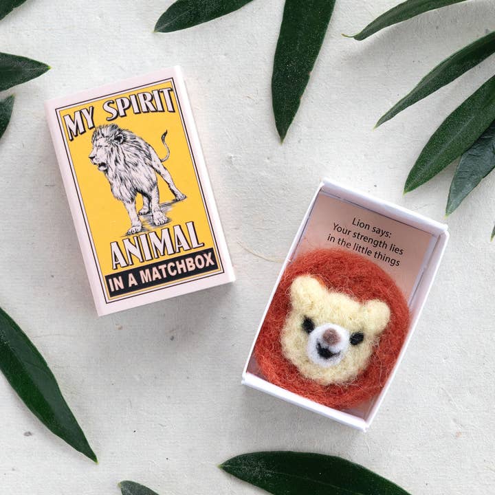 Wool Felt Lion Spirit Animal Gift In A Matchbox for wholesale by Marvling Bros Ltd
