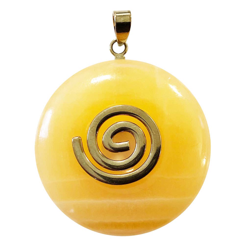 France Mineraux – wholesale Individual charm/pendant – Orange Calcite Pendant - Chinese PI or Donut 40mm0