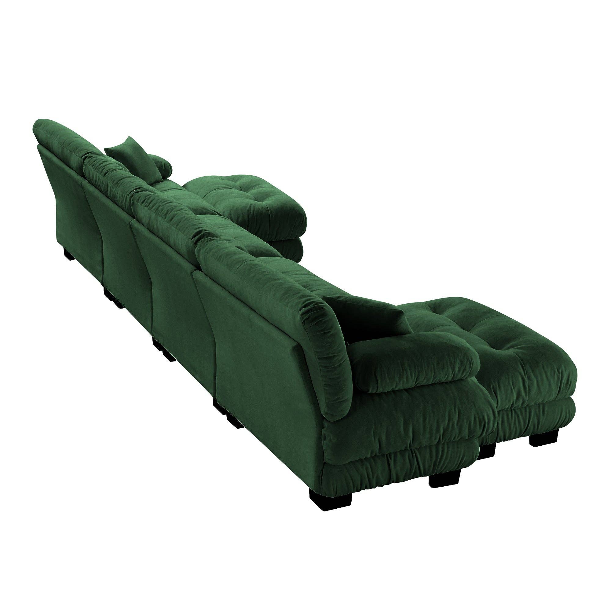 39F Inc. - Wholesale Sofa - Modular U-Shaped 4-Seat Green Chenille Sectional Sofa13