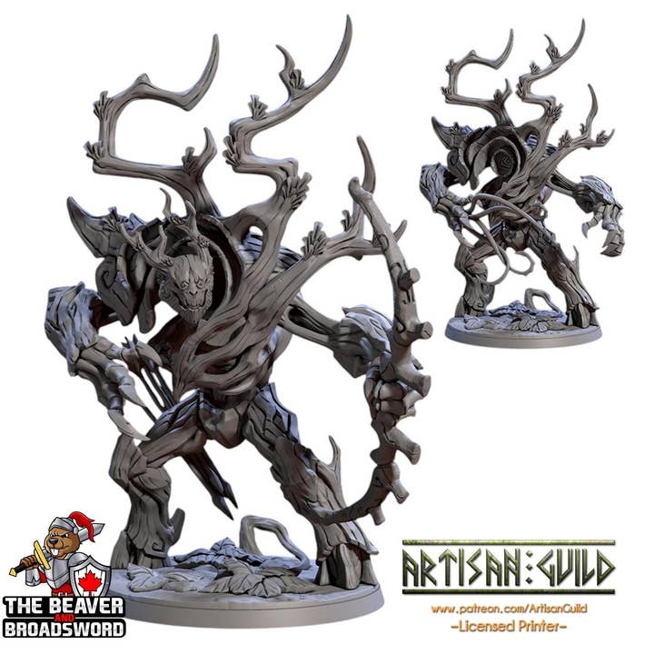 Borkengeist-Urwesen A, Ent, Monster, Feenwesen, Dryade, DnD, Elfen - Hochwertig aus Resin gedruckte 28mm 32mm Tabletop-Miniatur, Robuste Figur für den Großhandel von The Beaver and Broadsword