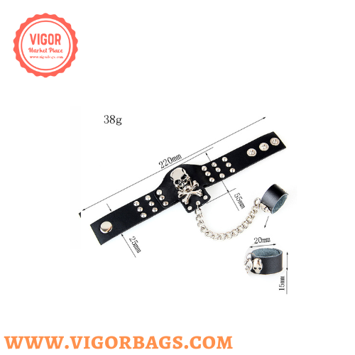 Mix Match Colors Rock ring conjoined ghost head leather bracelet Dance show a for wholesale on Faire3