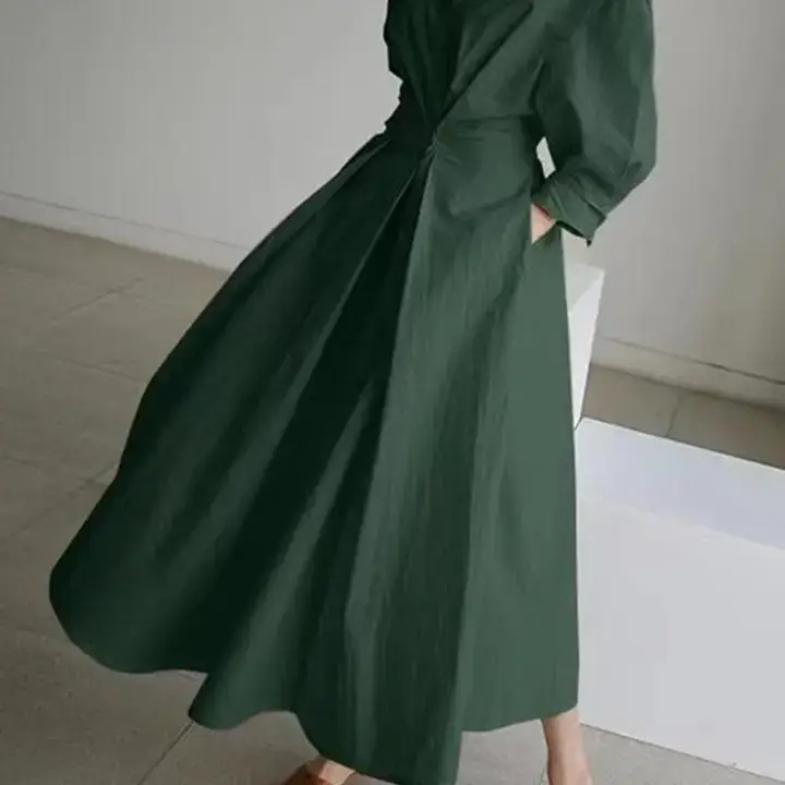 Katinki - Wholesale Dress - Women's - Pleated Waist Long Shirt Dress4