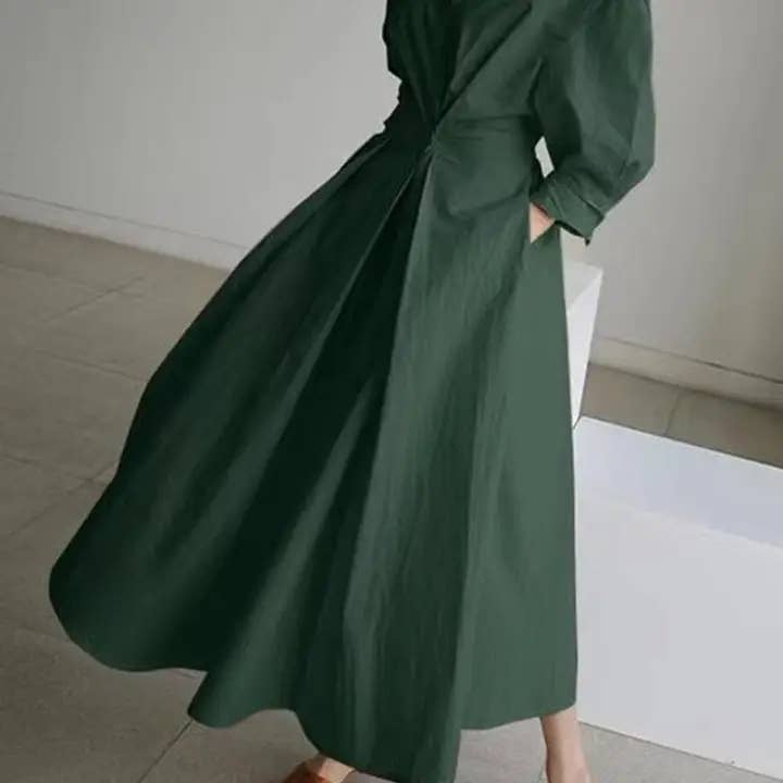 Katinki - Wholesale Dress - Women's - Pleated Waist Long Shirt Dress4