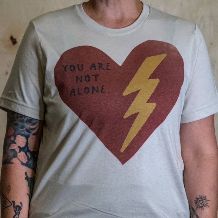 Made in USA | T-shirt Unisex | Heart + You are Not Alone | Multiple Colors for wholesale by In Blue Handmade