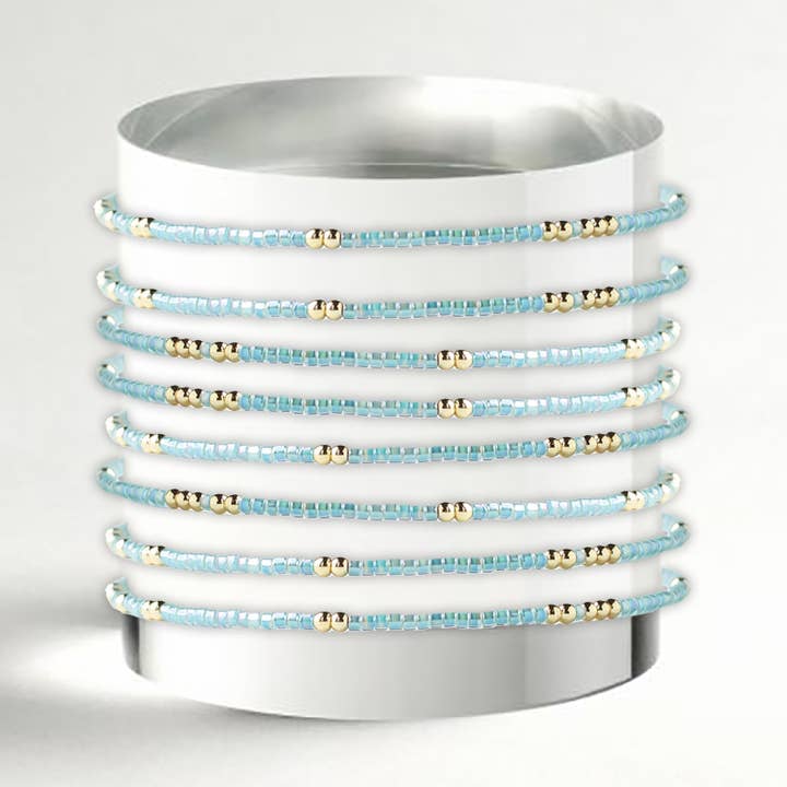 Bracelete com miƧangas em confetti - Turquesa, Pulseiras EmpilhƔveis por atacado de Lenny & Eva