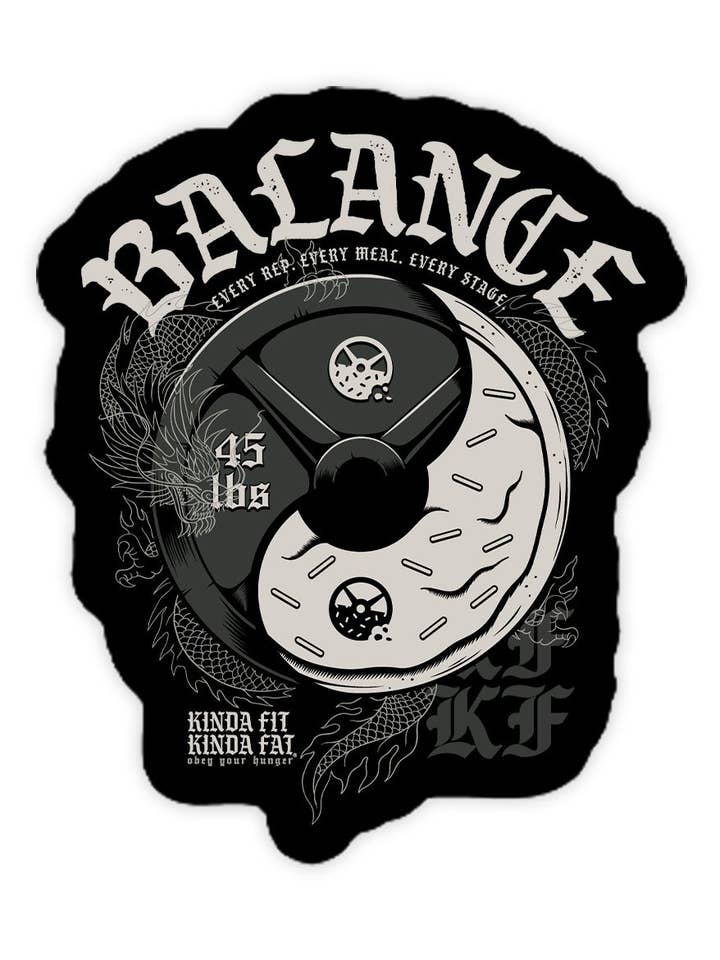 Adesivo in Vinile Balanced Gainz per la vendita all'ingrosso da parte di Kinda Fit Kinda Fat