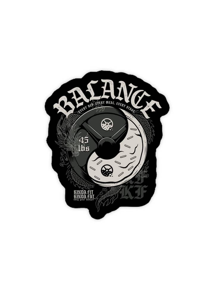 Balanced Gainz Vinyl Sticker for wholesale by Kinda Fit Kinda Fat